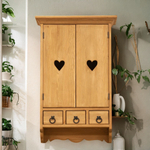 Шкаф навесной Прованс 2 двери 3 ящика для кухни и ванной из массива сосны, бежевый