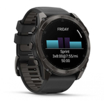 Умные часы Garmin Fenix 8, 51 мм, AMOLED, Sapphire Carbon Gray DLC Titanium with Black/Pebble Gray Silicone