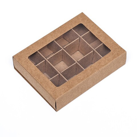 Коробка-мини для конфет 12 штук, 11,5 х 8,7 х 2,5 Крафт