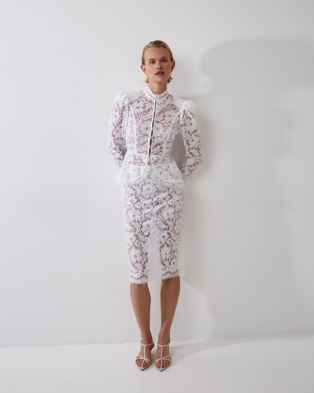 Юбка миди из кружева Софи Аллет белый