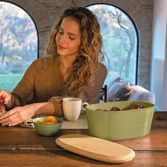 Хлебница с бамбуковой крышкой tierra, 10 л, светло-зеленая