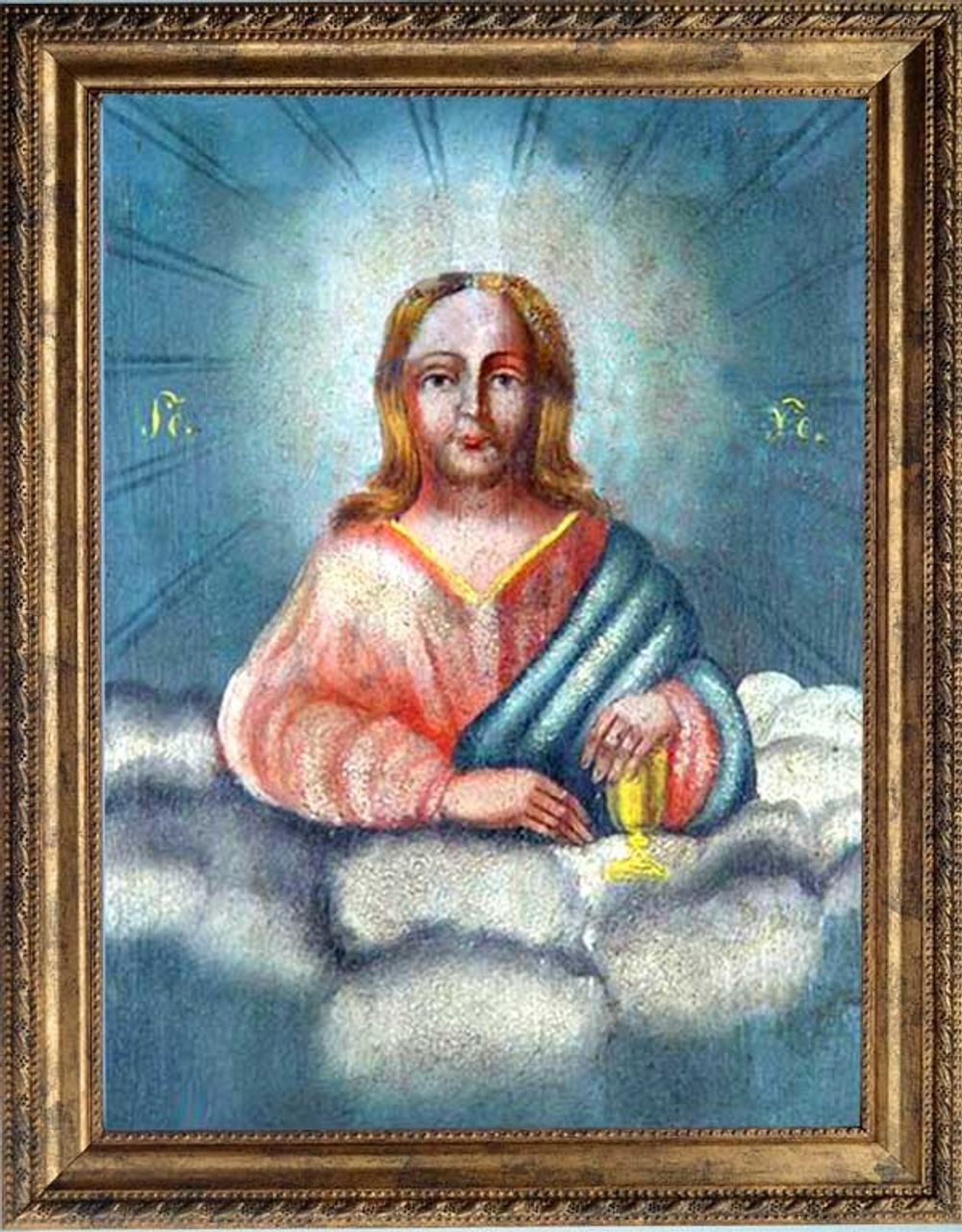 Спас на облацех. Икона Иисуса Христа на холсте.