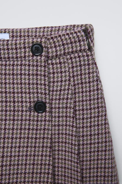 ZARA ЮБКА В КЛЕТКУ, ГРАНАТОВЫЙ