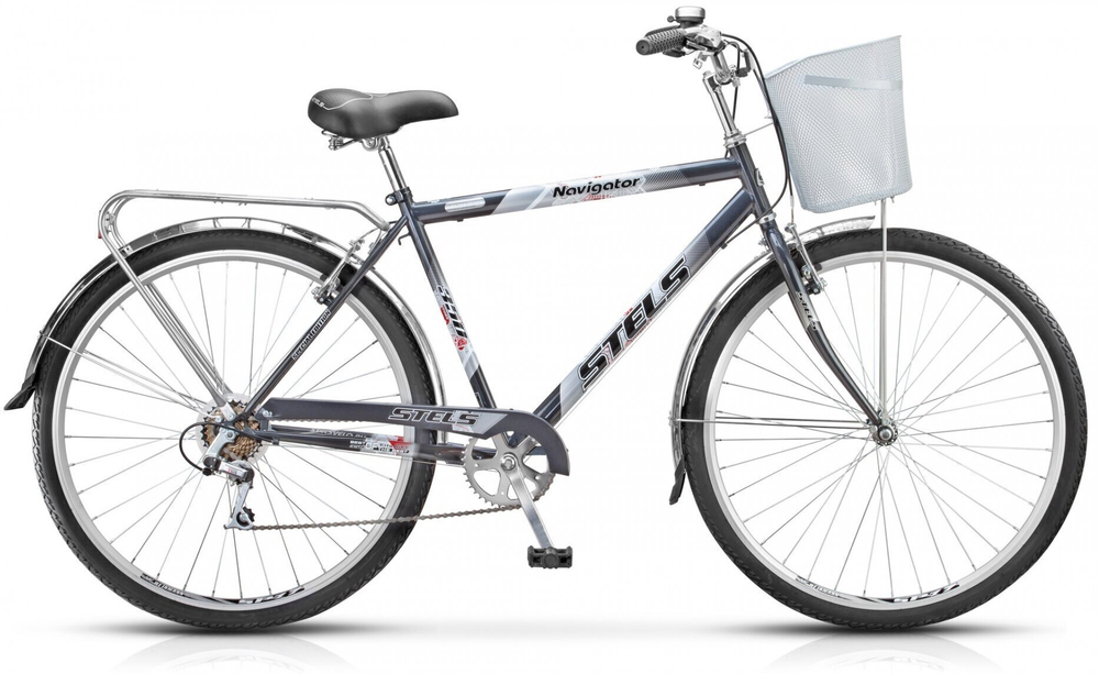 Городской велосипед STELS Navigator 350 Gent 28" 7 скор. (корзинка) Черный