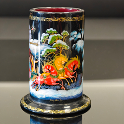 Стакан под ручки с карандашами "Тройка" (Ручная роспись Палех)