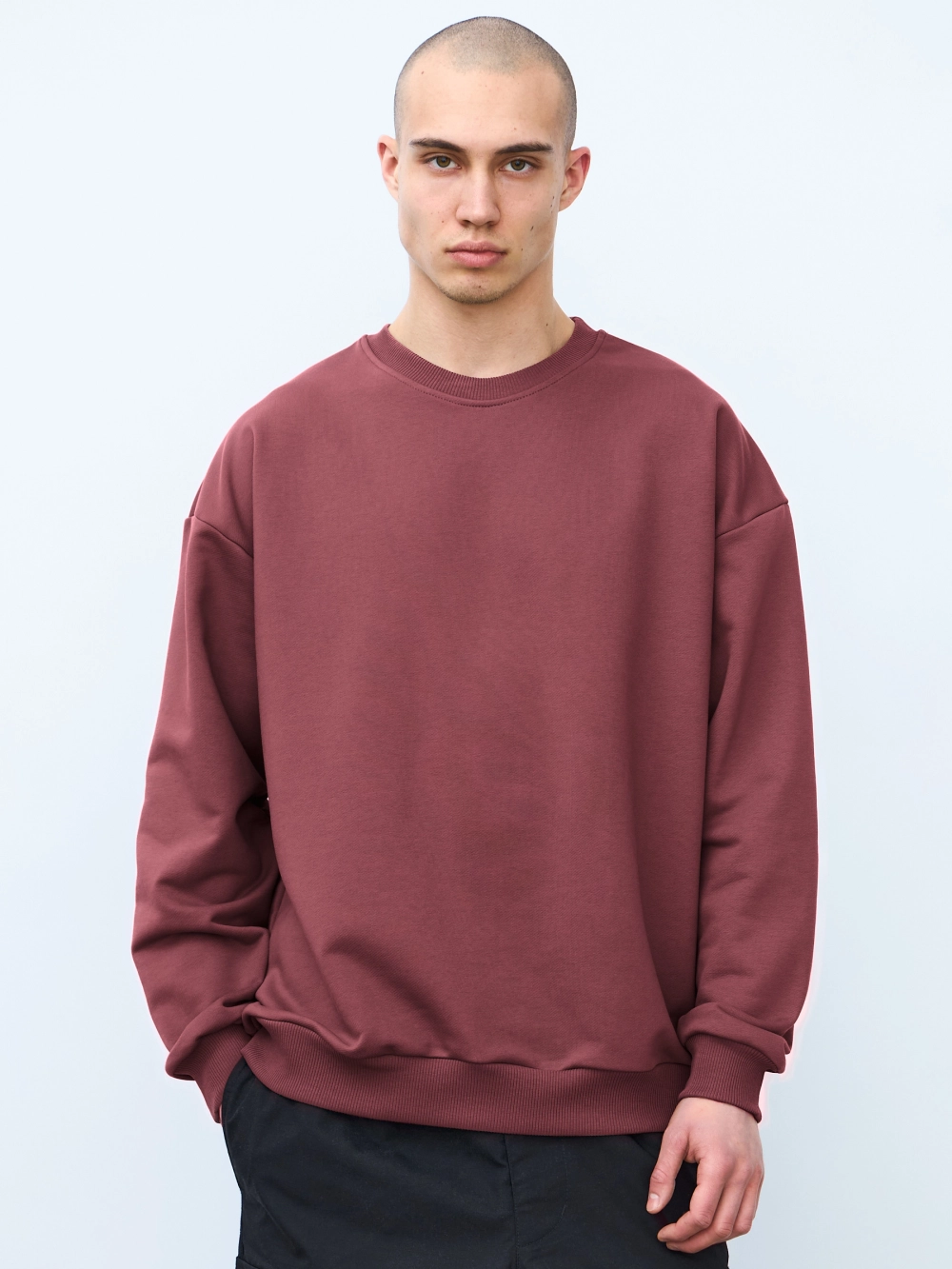 Свитшот оверсайз, без начеса (марсала)