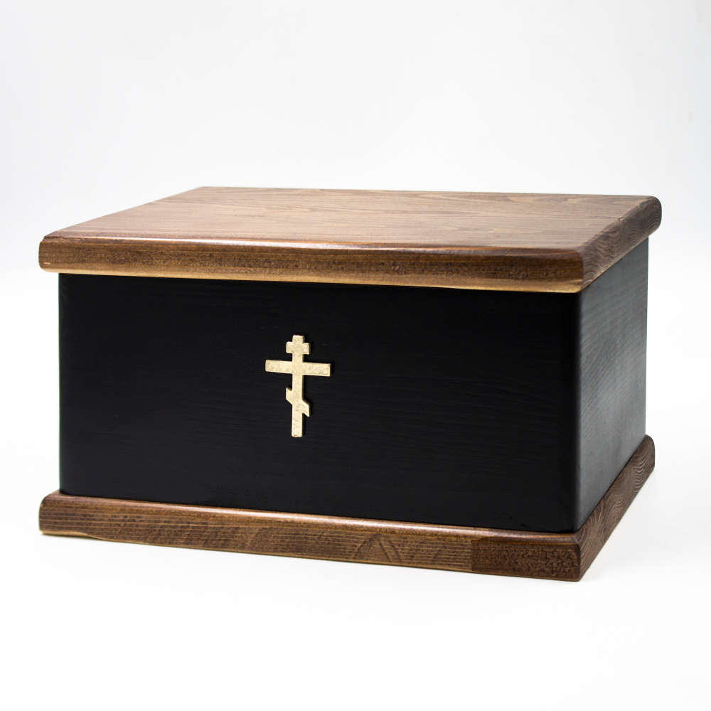 Урна для праха ясень "Завет" черная Крест