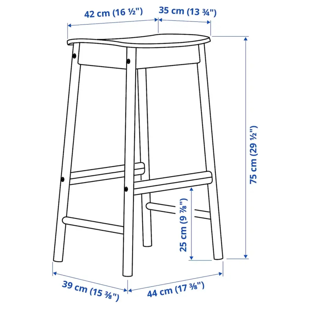 Барный стул - IKEA  RÖNNINGE/RONNINGE /РЁННИНГЕ  ИКЕА, 39х44х75 см ,  береза