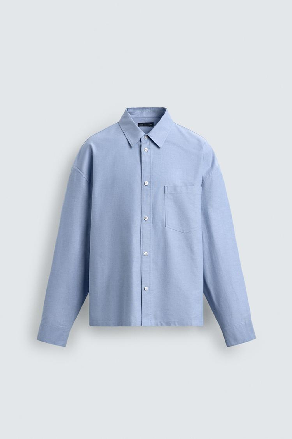 ZARA РУБАШКА BOXY FIT ОКСФОРД, НЕБЕСНО-ГОЛУБОЙ