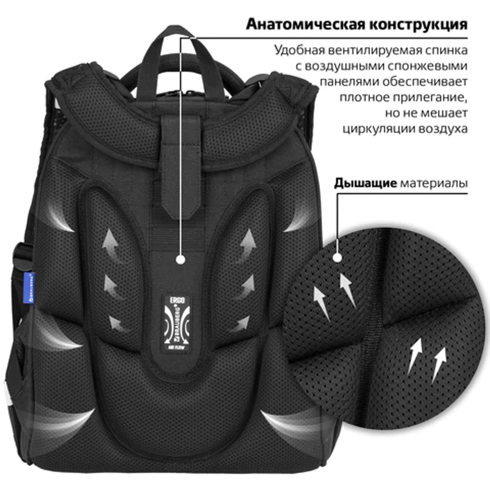 Ранец BRAUBERG LUMINOUS, 2 отделения, с брелоком, "Scorpio", СВЕТЯЩИЙСЯ РИСУНОК, 38х29х16 см, 271368