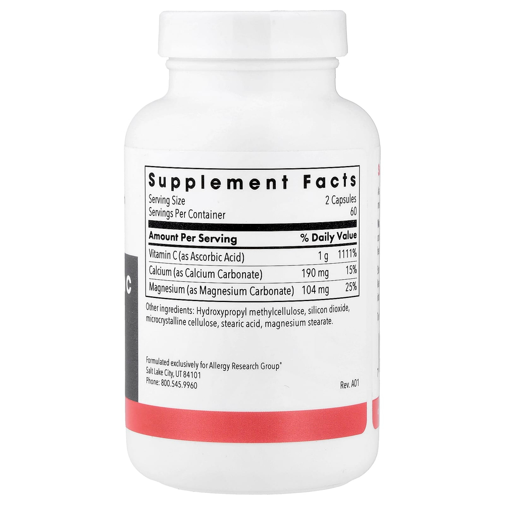 Allergy Research Group, буферизированный витамин С с кальцием и магнием, 120 вегетарианских капсул