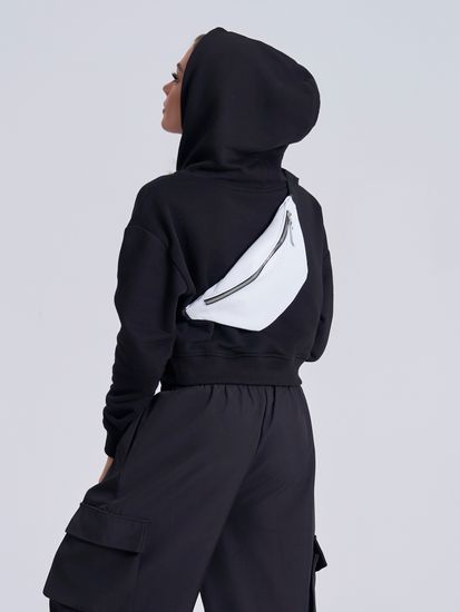 Женская и мужская кожаная сумка "Бананка" цвет белый!