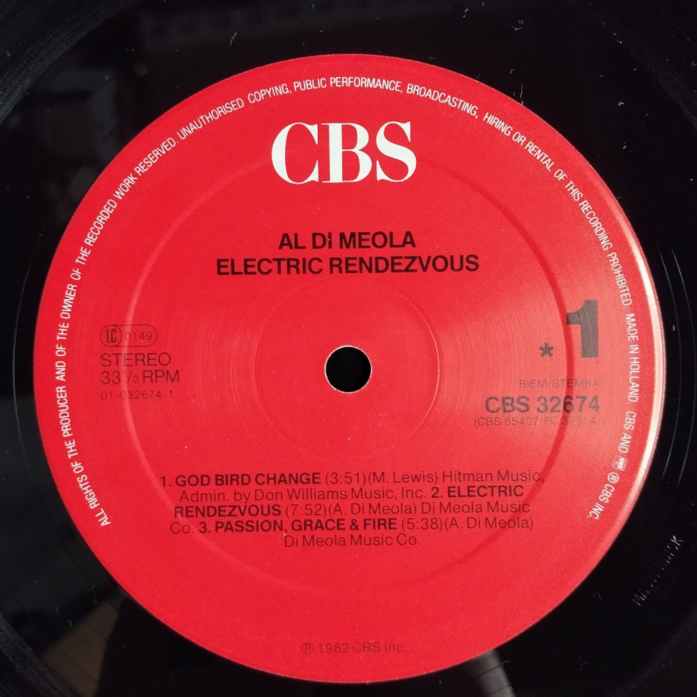 Винтажная виниловая пластинка LP Al Di Meola Electric Rendezvous (Holland 1986)