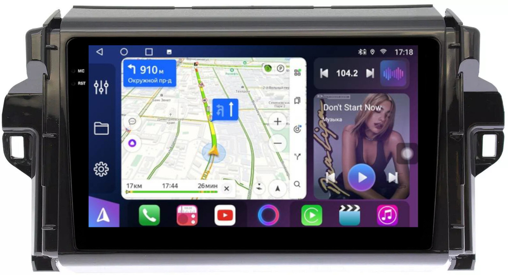 Магнитола для Toyota Fortuner 2015-2022 - FarCar BM3055M монитор 9.5" QLED на Android 14, TS10, 4+32Гб, CarPlay, 4G SIM-слот