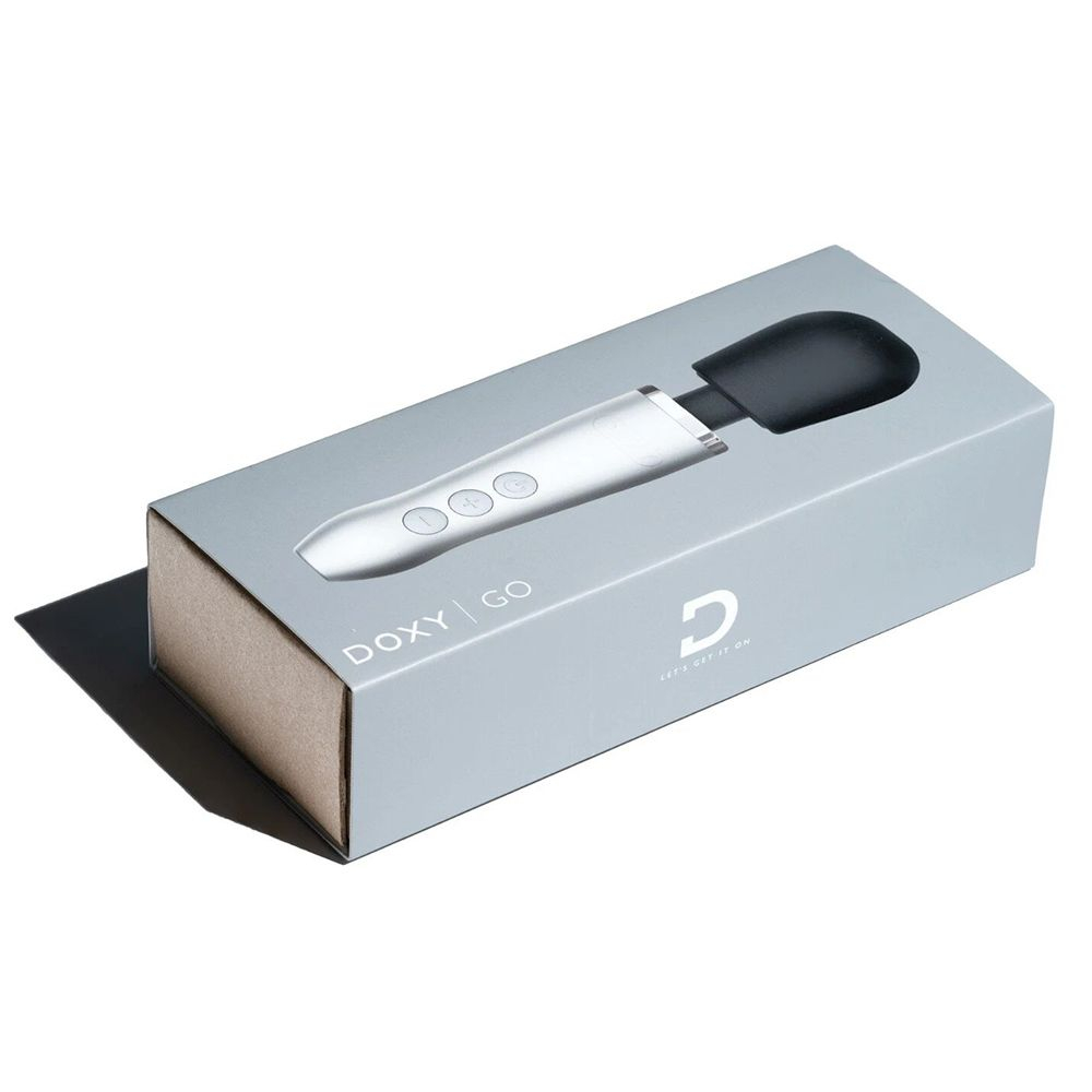 Серебристо-черный вибратор Doxy Go - 16,2 см.