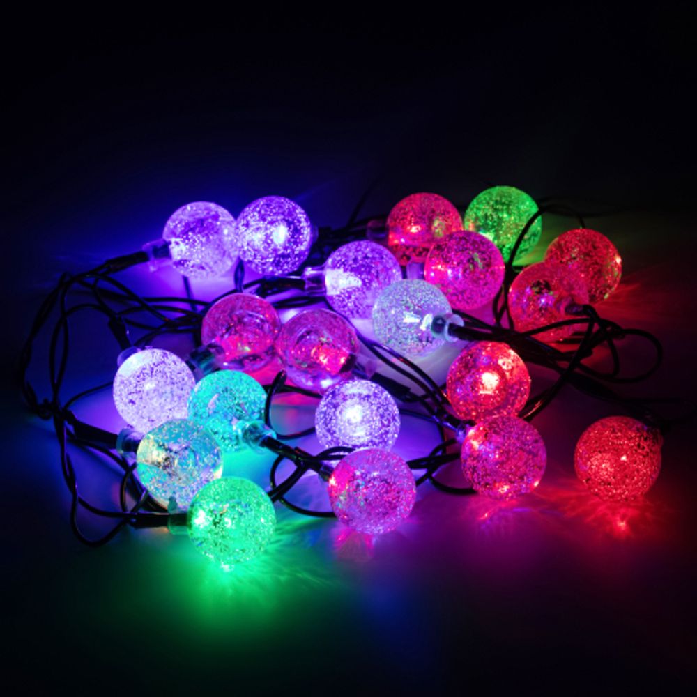 Светодиодная новогодняя гирлянда ЭРА ENIN - 25BG нить Шарики диаметр 25 мм 2 м RGB 20LED