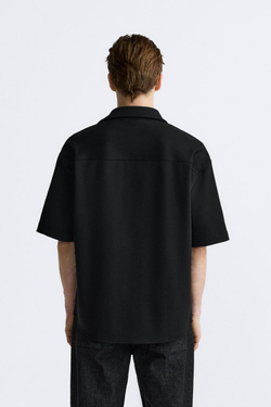 ZARA КОМФОРТНАЯ КУРТКА РУБАШЕЧНОГО КРОЯ С РЕЛЬЕФНЫМ УЗОРОМ, ЧЕРНЫЙ