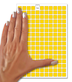 Желтые квадратные виниловые наклейки для маркировки Policomprint М14, 10х10 мм. 352 шт.