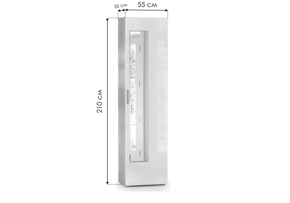 Шкаф Лайн 08.122 дуб серый craft K 002 PW / белый глянец пвх