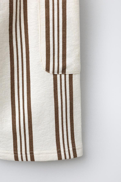 ZARA БРЮКИ В ПОЛОСКУ, ЭКРЮ/КОРИЧНЕВЫЙ