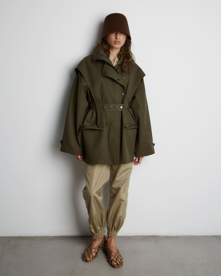 Тренч на молнии из хлопка Берберри хаки