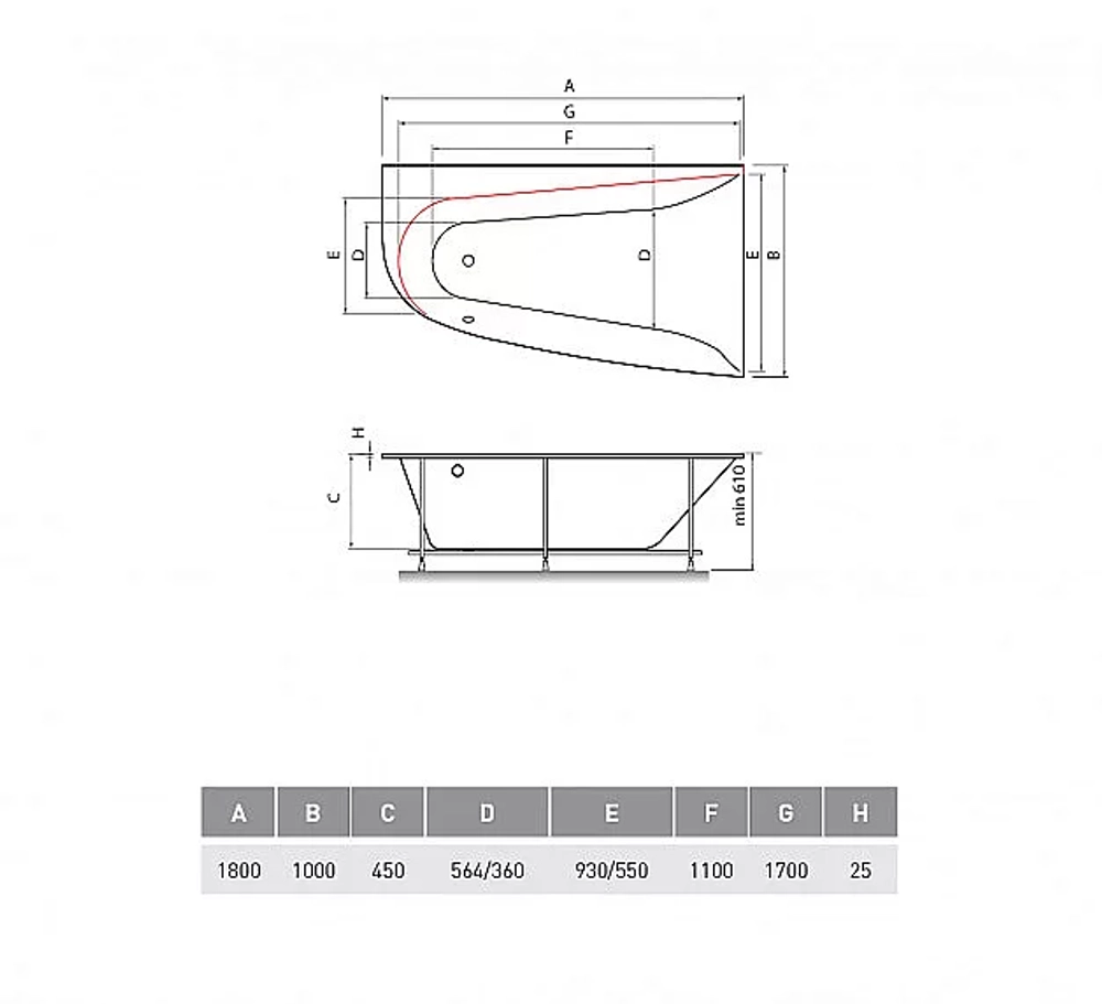 Акриловая ванна Vayer Boomerang 180x100