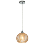 Подвесной светильник 1х40Вт E27, металл/стекло, янтарный