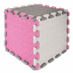 Коврик-пазл напольный 1,2х1,2 м, 16 шт., 30х30 см, толщина 1 см, серый, розовый, светло-серый, ЮНЛАНДИЯ, 664815