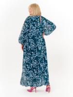 Шифоновое платье Бетти, цветы на изумрудном