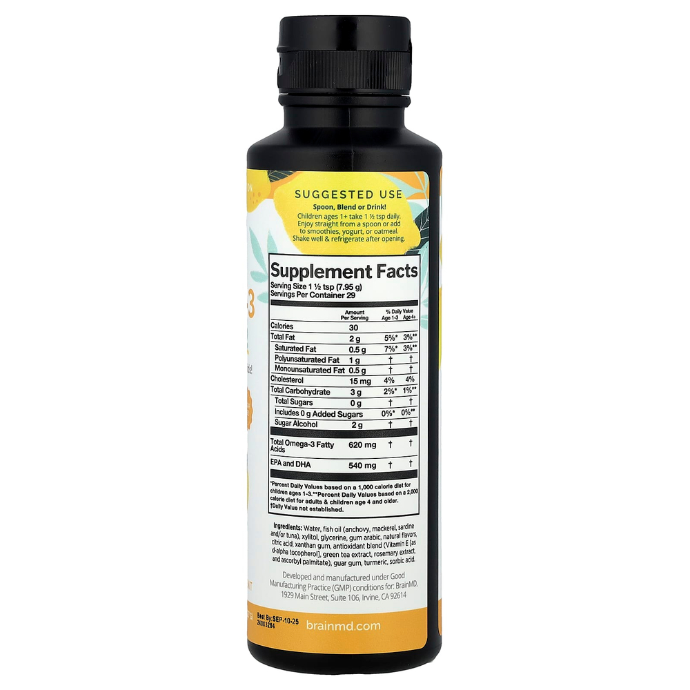 BrainMD, Kids Omega-3 Squeeze, лимонад, 227 г (8 унций)
