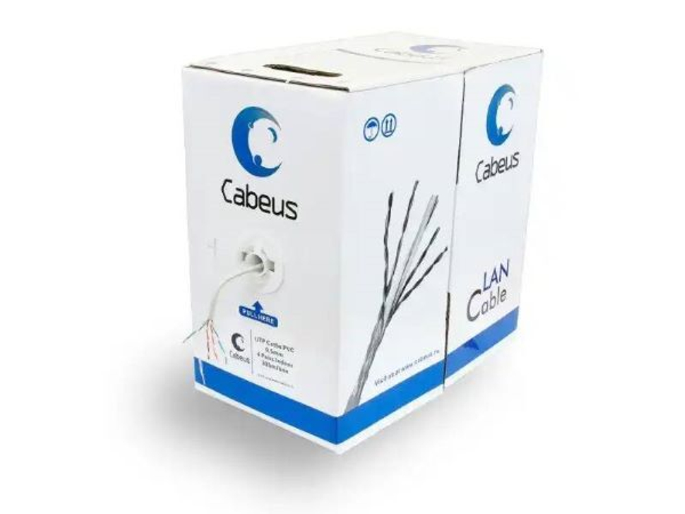 Кабель витая пара U/UTP 5e кат. 4 пары Cabeus UTP-4P-Cat.5e-SOLID-LSZH-GY-LIGHT
