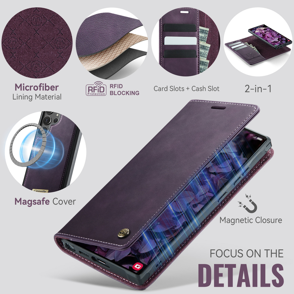 Чехол-кошелек CaseMe 2 in 1 MagSafe Samsung Galaxy S23 Ultra