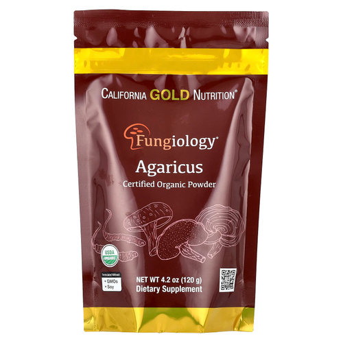 California Gold Nutrition, Fungiology®, порошок из сертифицированного органического агарика, 120 г (4,2 унции)