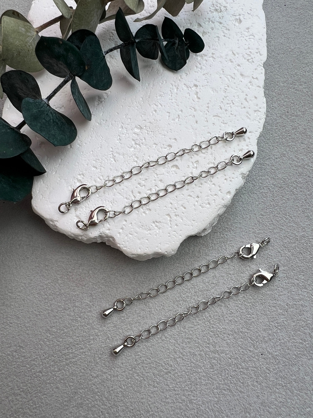 Замок карабин 12 мм, родий, упаковка 5 штук