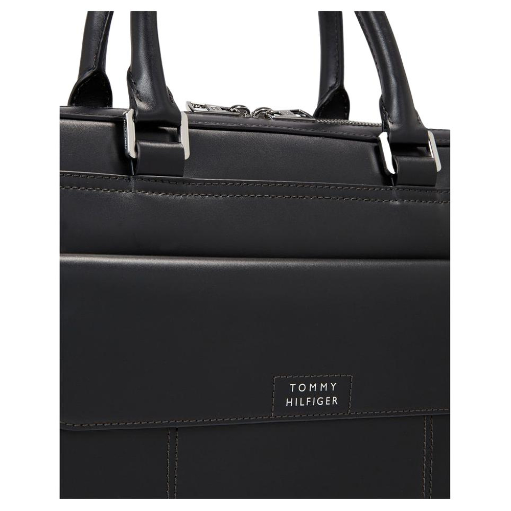 Tommy Hilfiger Leather Shoulder Bag, Crossbody Bag, Handbag, Laptop Bag Men"s Black