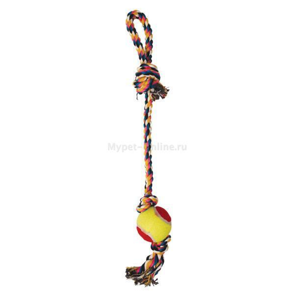 Игрушка для собак "Верёвка с петлей, 2 узла и мяч", d65/430мм, Triol