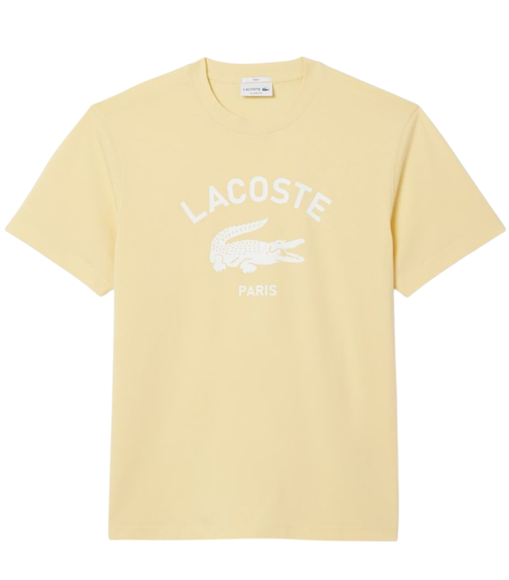Мужская теннисная футболка Lacoste Signature Print Cotton - yellow