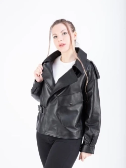 Куртка женская  кожаная оверсайз черная