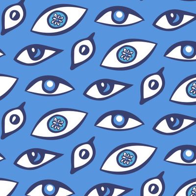 Buy interior fabric abstract magic eyes mix blue