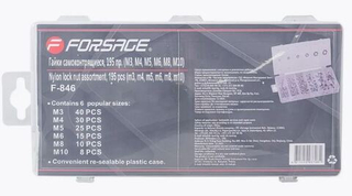 Набор пластик кейс  ГАЙКИ самоконтрящиеся 195пр (М3,М4,М5,М6,М8,М10) Forsage 846ф