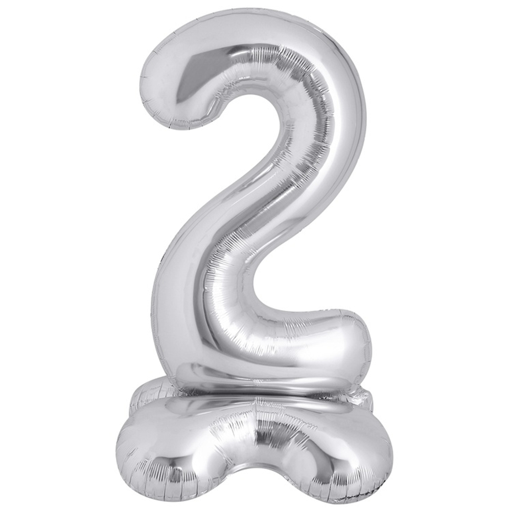 Шар фольгированный Цифра 2 127 см (Серебряный)
