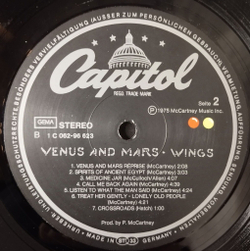 Винтажная виниловая пластинка LP Paul McCartney Wings Venus And Mars (Germany 1975)