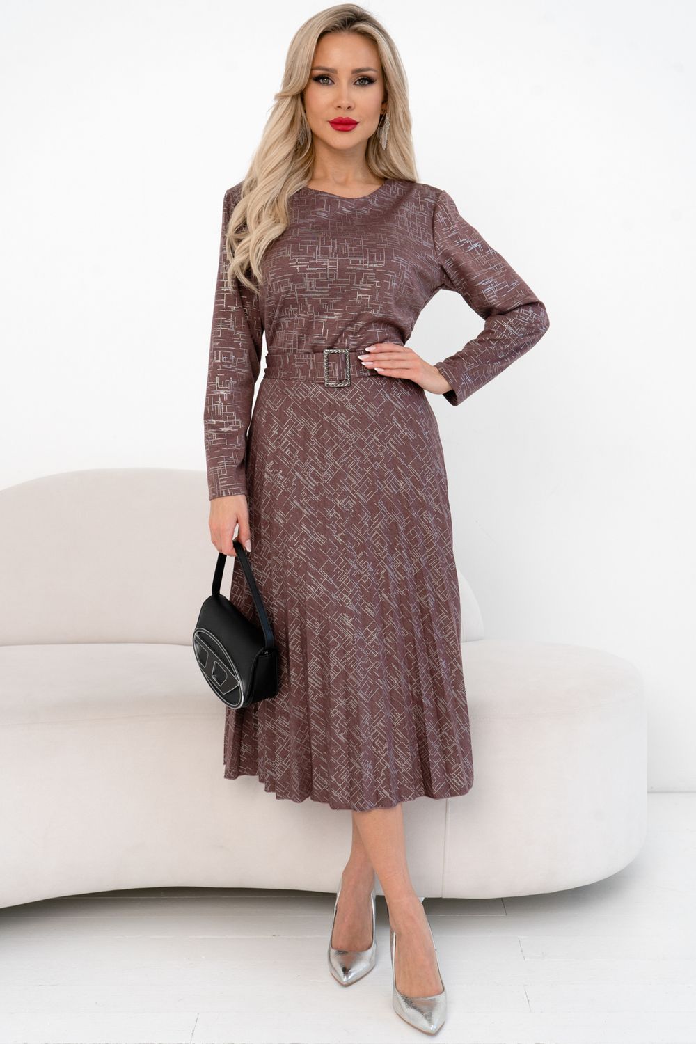 Платье с юбкой-плиссе (коралловый) Р11-2009/3 Nikol (Акция)