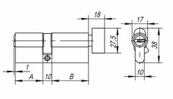 Цилиндровый механизм с вертушкой AX202/120 mm (55+10+55) CP хром 5 кл.