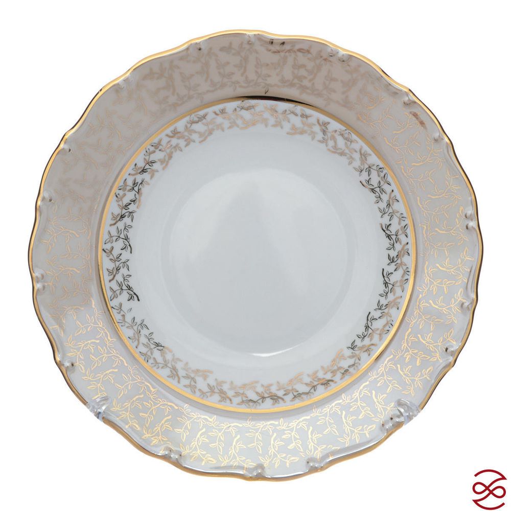 Набор глубоких тарелок Queen's Crown Aristokrat Лист бежевый 23 см (6 шт)