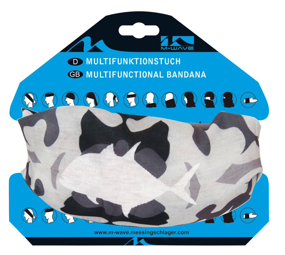 Бандана дыш. полиэст с микрофиброй 24х48см б/шов. CAMOUFLAGE черно-серо-бело-зелен M-WAVE