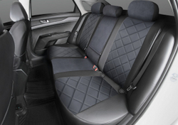 Авточехлы Rival Ромб (зад. спинка 40/60) для сидений Volkswagen Polo V седан 2010-2020, алькантара/эко-кожа, черные, SC.5801.4