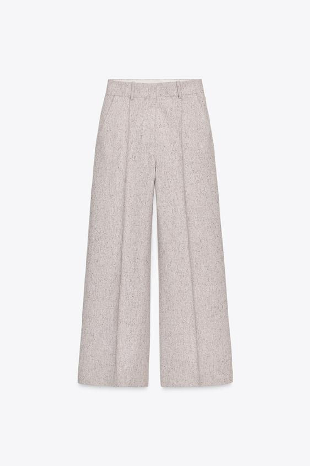 ZARA БРЮКИ WIDE-LEG С ОТДЕЛКОЙ — ZW COLLECTION, БЕЖЕВЫЙ