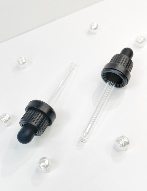 Комплект к флакону 20мл стекло (груша черная+крышка черная+пипетка стекло 77мм)