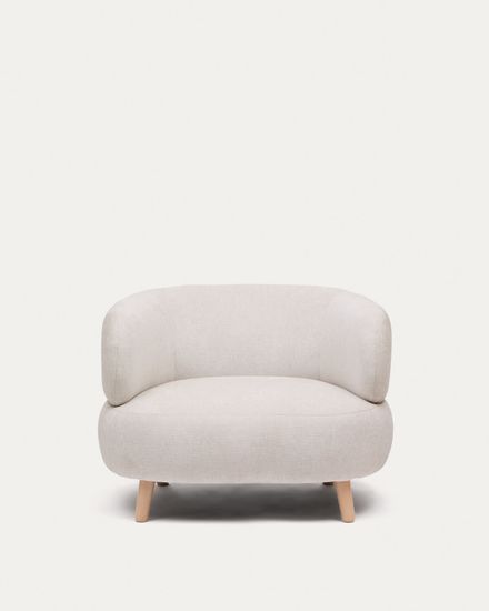 Кресло Luisa из шенилла перламутрового цвета с ножками из массива бука, Испания La Forma